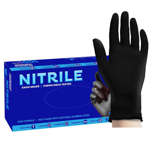 SAFEKO Nitrile Exam Gloves, Latex-Free Powder-Free Non-Sterile Disposable Gloves, For Medical, Cleaning, And Kitchen Prep, Black, 100 Count
