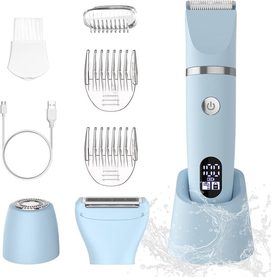 3-in-1 Electric Razor - IPX7 Waterproof Bikini Trimmer for Ladies | Painless Groomer for Face, Body & Legs
