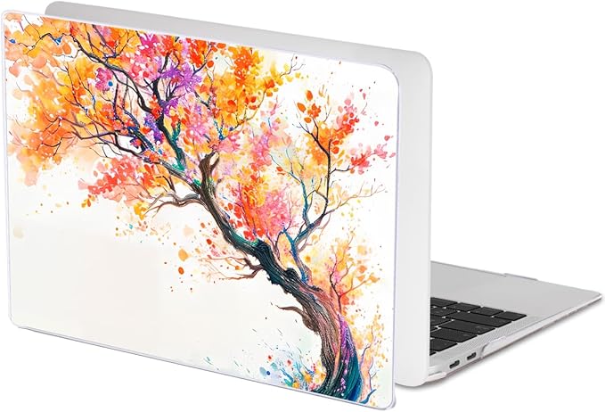 LCMOCICO for 2020 2021 2022 MacBook Pro 13 inch Case M2 M1 A2338 A2289 A2251 with Touch Bar & Touch ID, Printed Pattern Plastic Hard Shell Keyboard Cover Screen Protector, Phoenix Tree Flowers