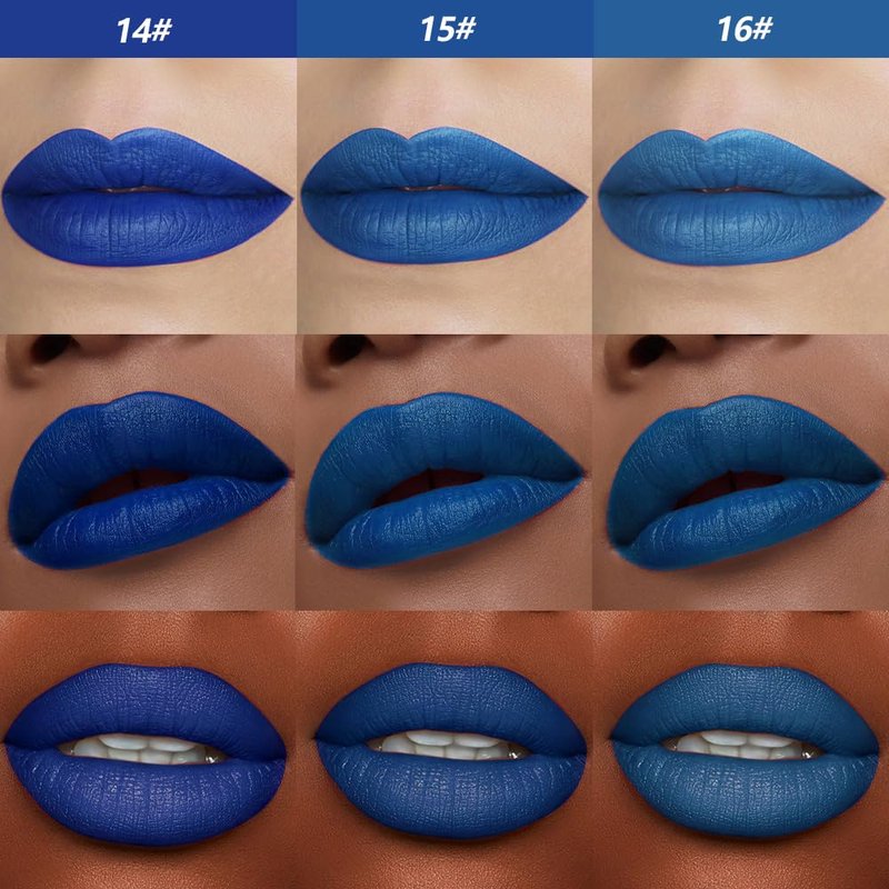 Blue Matte Cream Lipstick Set - 3 Pcs Twist-Up Hydrating Lip Color | Long-Lasting Velvet Finish for Everyday & Parties