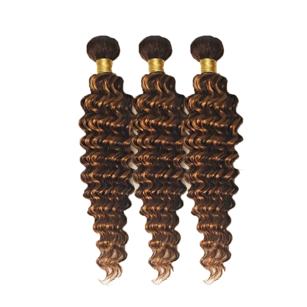 Brown Human Hair Ombre Bundles P430 Deep Wave Bundles Dark Brown Human Hair Bundle 12 14 16 Inch Brazilian Virgin Remy Hair Ombre Deep Wave Bundles Highlight Bundle