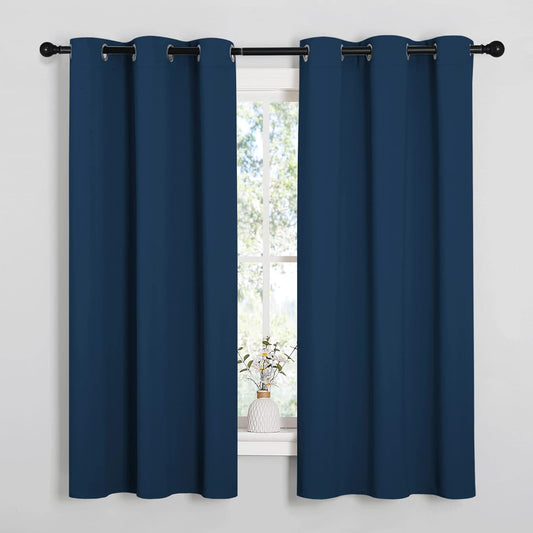 NICETOWN Blackout Curtain Panels - Thermal Insulated Grommet Drapes for Basement | Moroccan Blue, 34x54" (1 Pair)