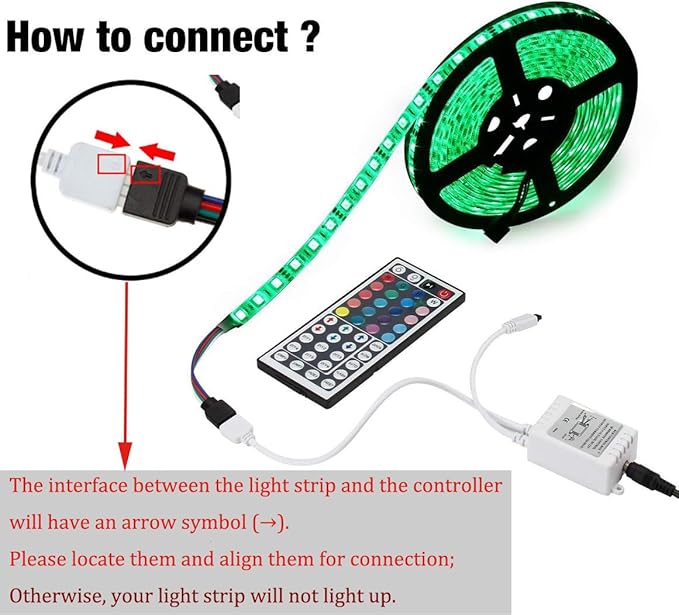 SUPERNIGHT RGB LED Light Strip Remote Controller, Dimmer for RGB LED Strip Lights, Wireless IR Remote Controller for SMD 5050 3528 Rope Lights (44 Keys)
