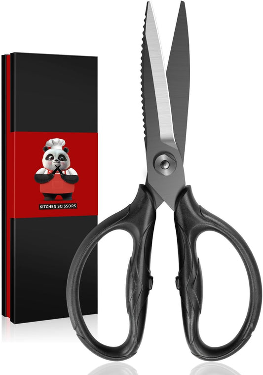 SHAN ZU Titanium Kitchen Scissors - Heavy Duty 5Cr15MoV Stainless Steel Shears for Meat & Herbs | Dishwasher Safe, Gift Box Included (Black)