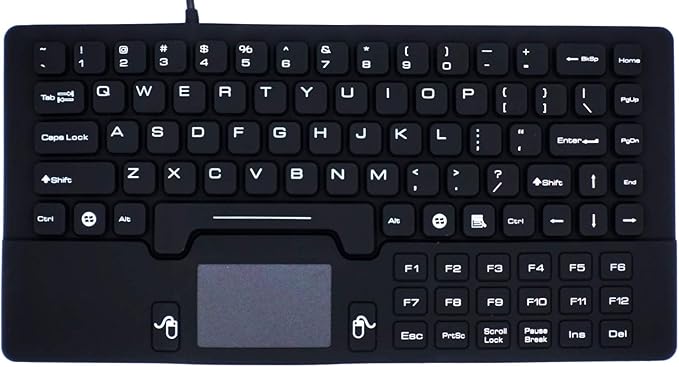 DSI IKB89 Industrial Ultra-Compact IP68 Waterproof Keyboard with Integrated Front Touchpad and Numeric Keypad, Disinfectable USB Keyboard for Medical and Industrial Workstations