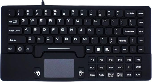 DSI IKB89 Industrial Ultra-Compact IP68 Waterproof Keyboard with Integrated Front Touchpad and Numeric Keypad, Disinfectable USB Keyboard for Medical and Industrial Workstations