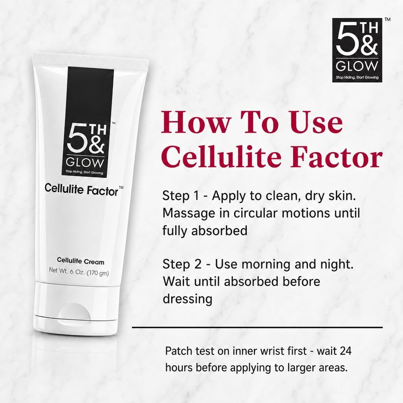 5th & Glow Cellulite Factor | Skin Tightening Cream for Body, Thighs & Butt - Firming Anti-Cellulite Lotion - 6 oz