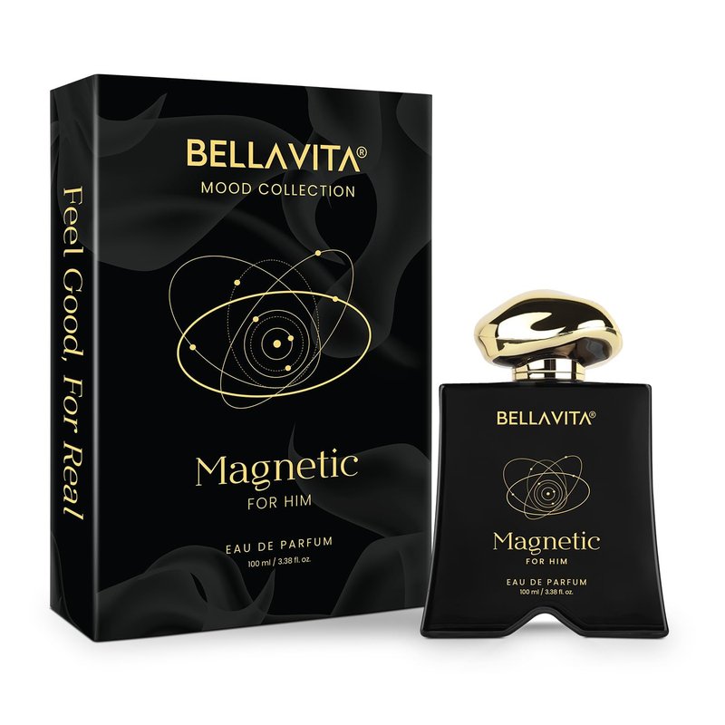 Bellavita Luxury Magnetic for Him Eau de Parfum | 100 ml (3.4 fl.oz.) | Perfume for Men | Oriental-Fresh, Bergamot, Jasmine, and Cedarwood Notes | Long Lasting Men's Fragrance