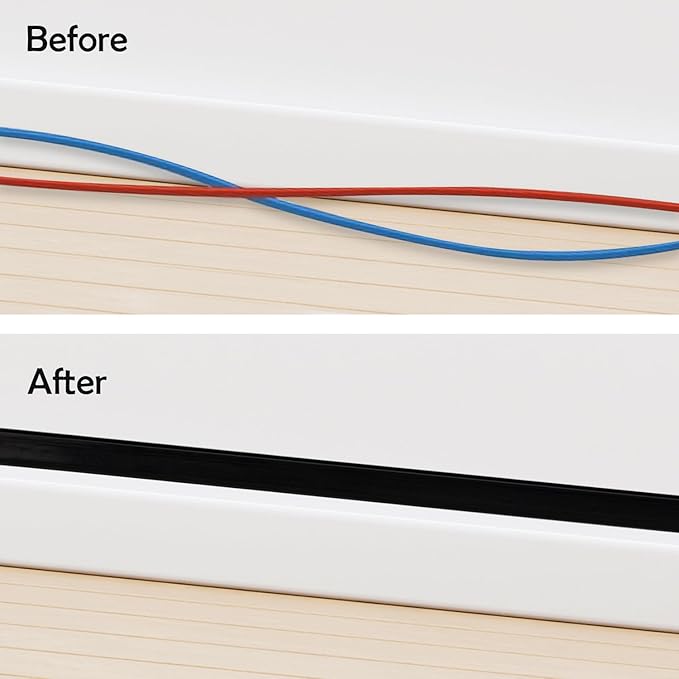 TV Cord Hider – Flexible Wall Cord Cover Slim Design Silicone Cable Raceway - Self Adhesive, Cut to Size Design for Hiding Wires on Wall - Clean Home Setup Cable Concealment (Black, 10 Feet)