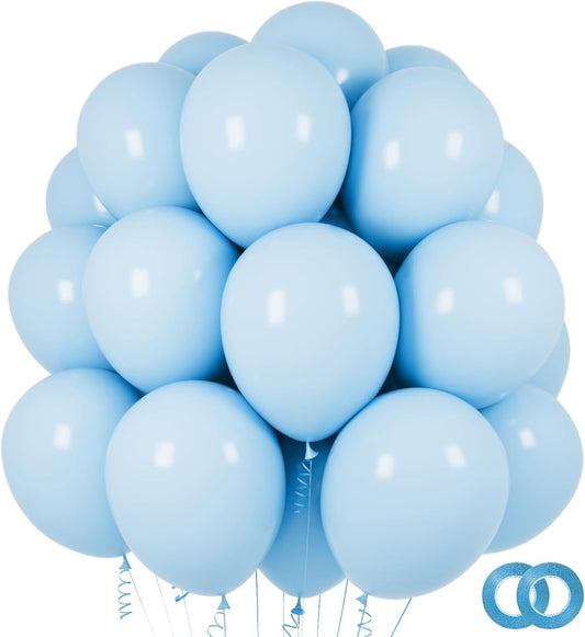 Pastel Blue Latex Balloons - 100 Pack 12 Inch Round Helium Balloons for Baby Shower & Birthday Decor