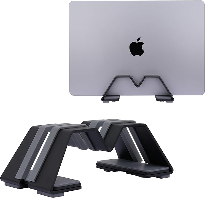 Psitek Adjustable Vertical Laptop Stand - Aluminum, Universal Fit for All Laptops (10-30mm Thickness) - Fashion Design, Adjustable Width, Anti-Slip & Scratch-Resistant, Patented Design