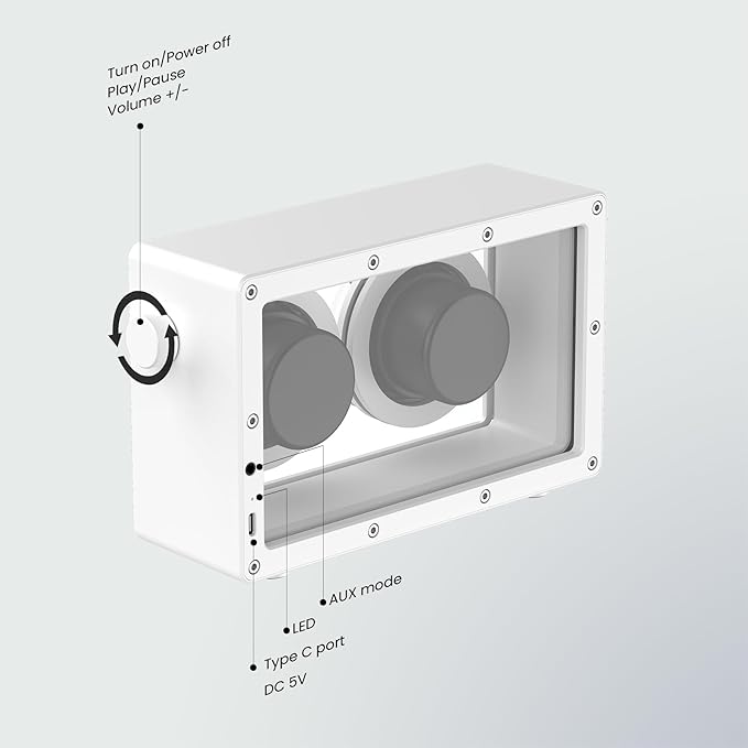 JAYINE Cassette Portable Bluetooth Speaker, 16W Minimalist Speakers Bluetooth Wireless Loud, HD Powerful Sound and Wide Compatibility V5.3 for Indoor Outdoor - White