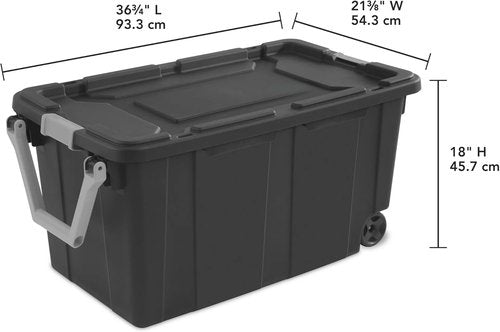 Heavy-Duty Industrial Storage Tote - 40 Gallon with Wheels, Locking Lid & Pull Handle | Dark Gray