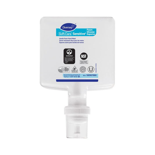 Diversey 100907880 Soft Care Sensitive Foam Hand wash, Commercial Hand Soap Refill for IntelliCare dispensers, Unscented, Sealed Pouch, 1.3-Liter