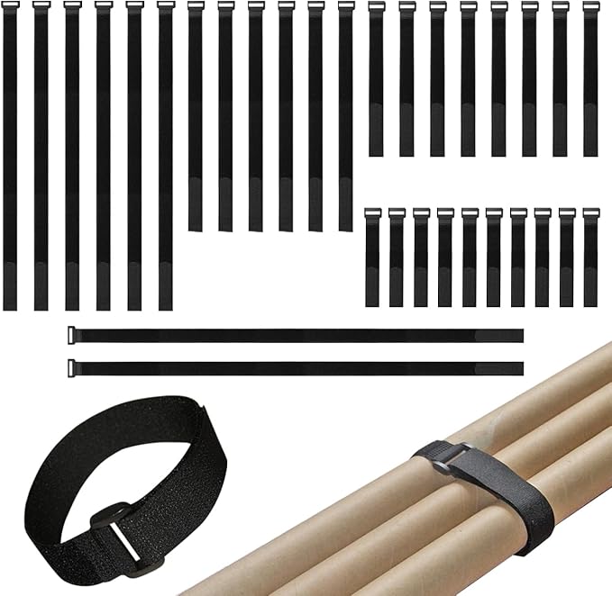 UONIKA 32 pcs 1-inch-wide Hook and Loop Cable Straps, 8"-12"-18"-24"-36" Adjustable Fastening Straps, Fixing and Organizing Cable Ties Set, Multi-Purpose Nylon Cinch Strap, Heavy-Duty Storage Straps