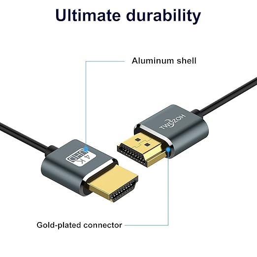 Twozoh Slim 4K HDMI Cable 3.3FT 10 Pack, Ultra Thin & Flexible Skinny HDMI to HDMI 2.0 Cord Support 4K/60HZ 18gbps Laptop, Monitor, PS5, PS4, Xbox One, Fire TV