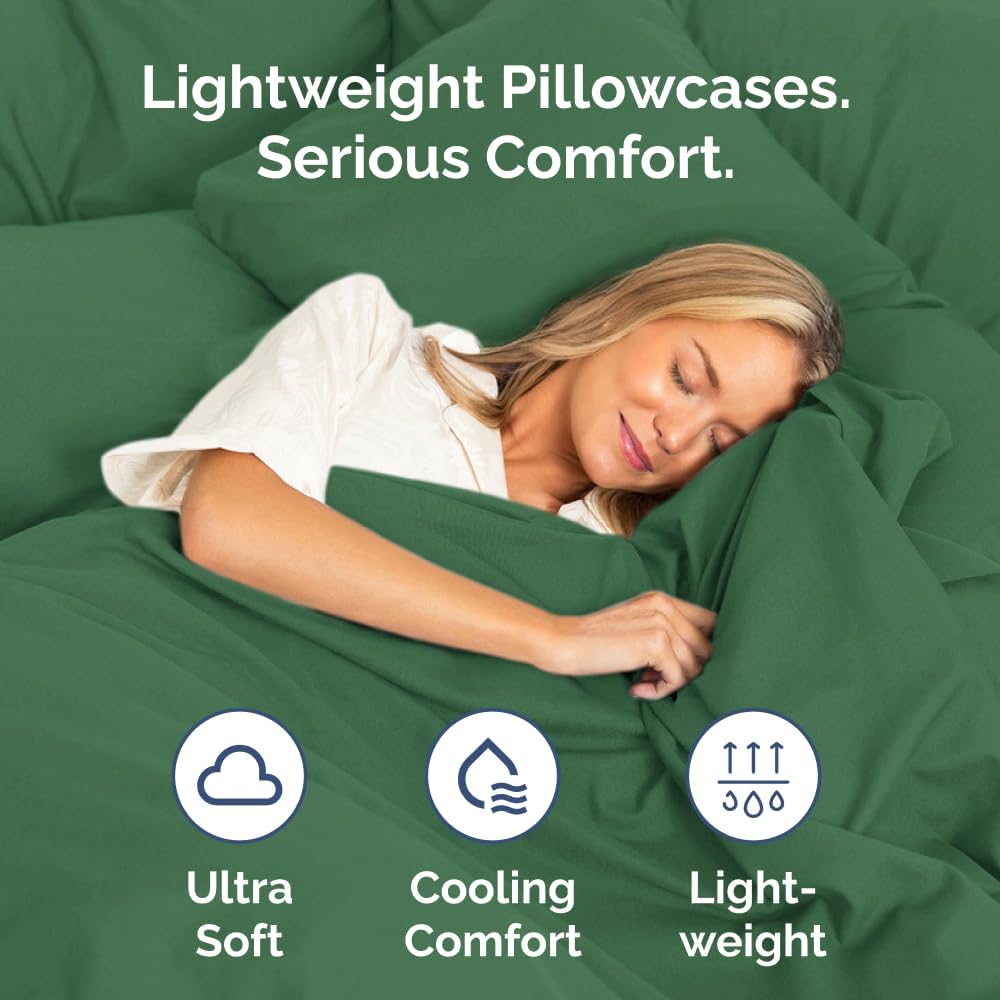 Skiennix Standard Pillow Cases Set of 4 - Ultra Soft Hotel Quality Covers - Emerald Green, Machine Washable