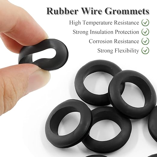 Kyuionty 12 Pcs Rubber Grommets, 7/8" Inside Diameter 1" Drill Hole Rubber Wire Grommets for Wire, Firewall, Cables, Plugs