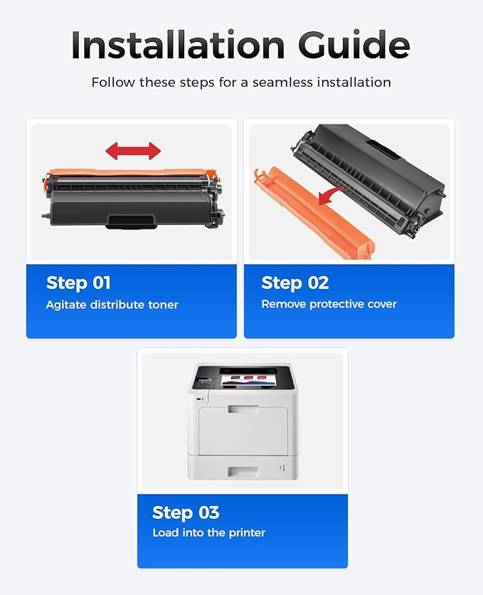 JCTONER TN433 Toner Cartridge Set 4-Pack Replacement Compatible for TN-433 TN431 TN436 Printer Ink