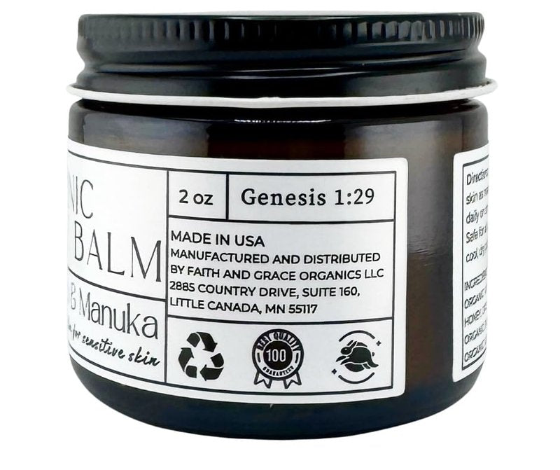 Beef Tallow Balm for Skin - Organic Moisturizer with Vanilla & Manuka Honey | 2 oz All-Purpose Cream