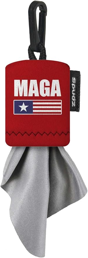 SPUDZ Classic Microfiber Lens Cleaner – Clip-On Pouch, Washable – for Binoculars, Scopes, Glasses, Screens | Classic | MAGA, 6 x 6 Inch