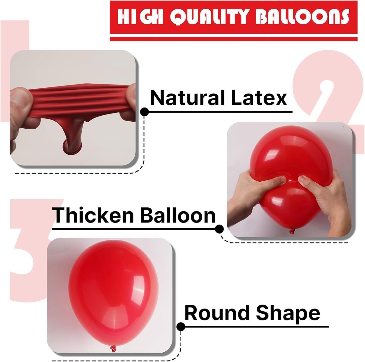 PartyWoo Red Helium Balloons - 50pcs 12 Inch for Birthday, Graduation & Party Decorations