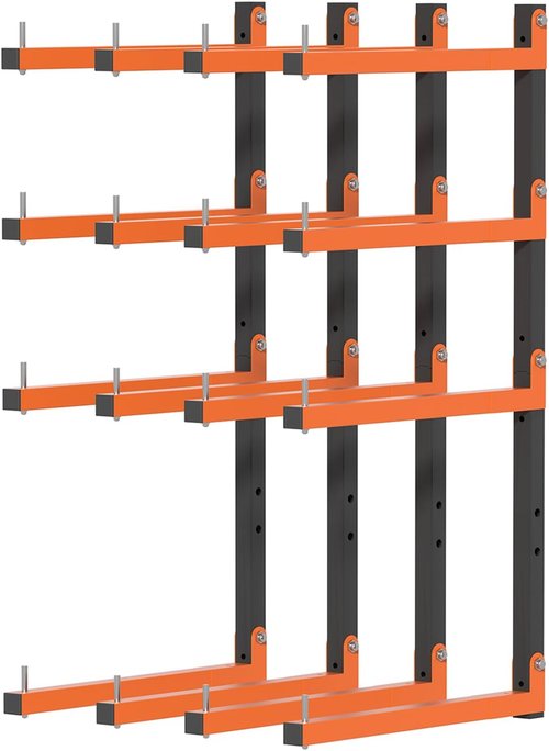 Heavy Duty Metal Lumber Storage Rack by [Brand Name] - 8-Level Wall Mount Design for Garage Organization | 32-Inch