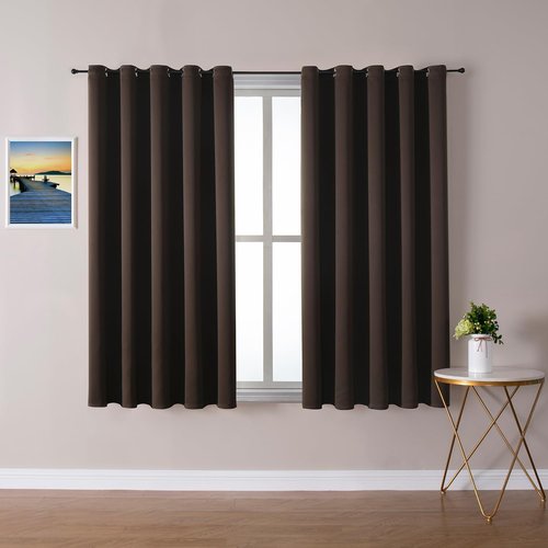 ChrisDowa Brownout Curtains - Extra Wide Thermal Insulated Room Darkening Panels | 70 x 63 Inch, Brown