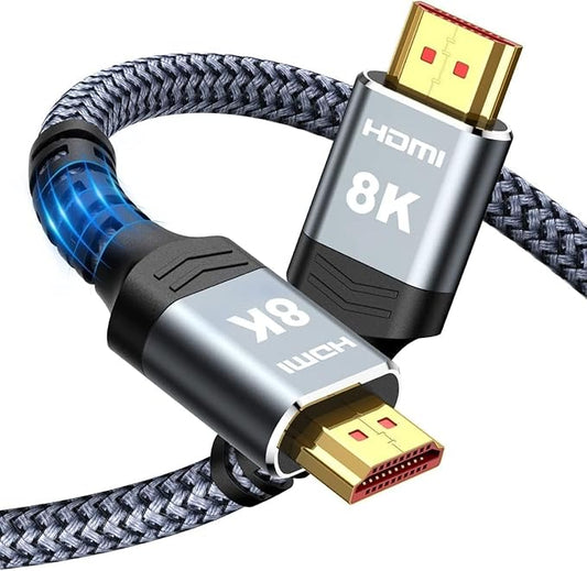 Highwings Long 8K Fiber Optic HDMI Cable 49FT, 2.1 Unidirectional 48Gbps High-Speed Slim HDMI Braided Cord 8K60Hz 4K120Hz HDR/eARC HDCP 2.2/3D Compatible for PS5 and DVD Player