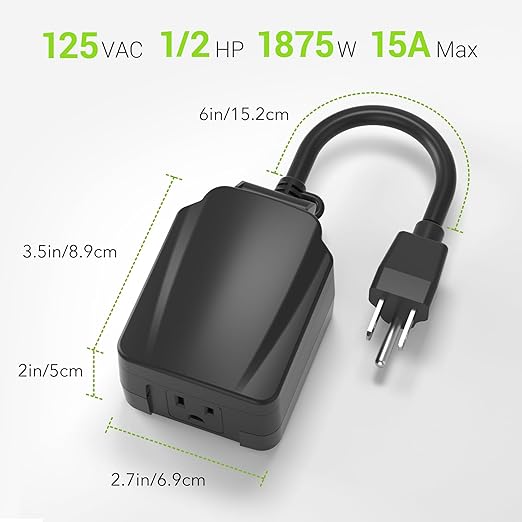 BN-LINK 24 Hour Heavy Duty Mechanical Timer, Outdoor Timer Outlet Waterproof with 30 Minutes Intervals, 1 Grounded Outlets for Christmas Lights Pool Pump,15A 1/2HP, ETL Listed（2 Pack）