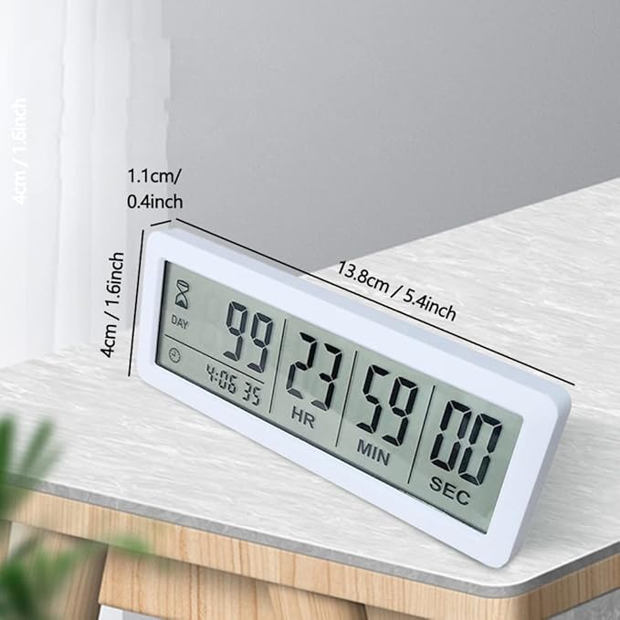 MOSTRUST Digital Countdown Days Timer - White Upgraded Big 999 Days Count Down Clock with Stand Strong Magnetic Back for Vacation Retirement Wedding Holiday