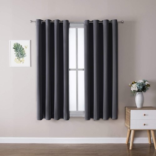 ChrisDowa Grommet Blackout Curtains - Thermal Insulated Room Darkening Panels, Dark Grey, 52W x 54L