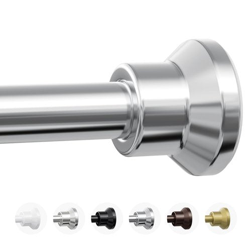 Chrsouly Shower Curtain Rod, 31-76 Inch Adjustable Tension Shower Rod, 1" Diameter Heavy Duty Rust-proof Tension Curtain Rods for Bathroom, Non Slip, No Drilling, Silver