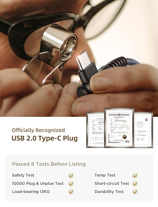 AINOPE USB A to USB C Cable Short 3. 3FT 2-Pack Right Angle Fast Charging & Data Sync Nylon Braided Carplay Android Auto Car Charger Cord for iPhone 17 16 15 Samsung Galaxy iPad Pro Air Android Phones