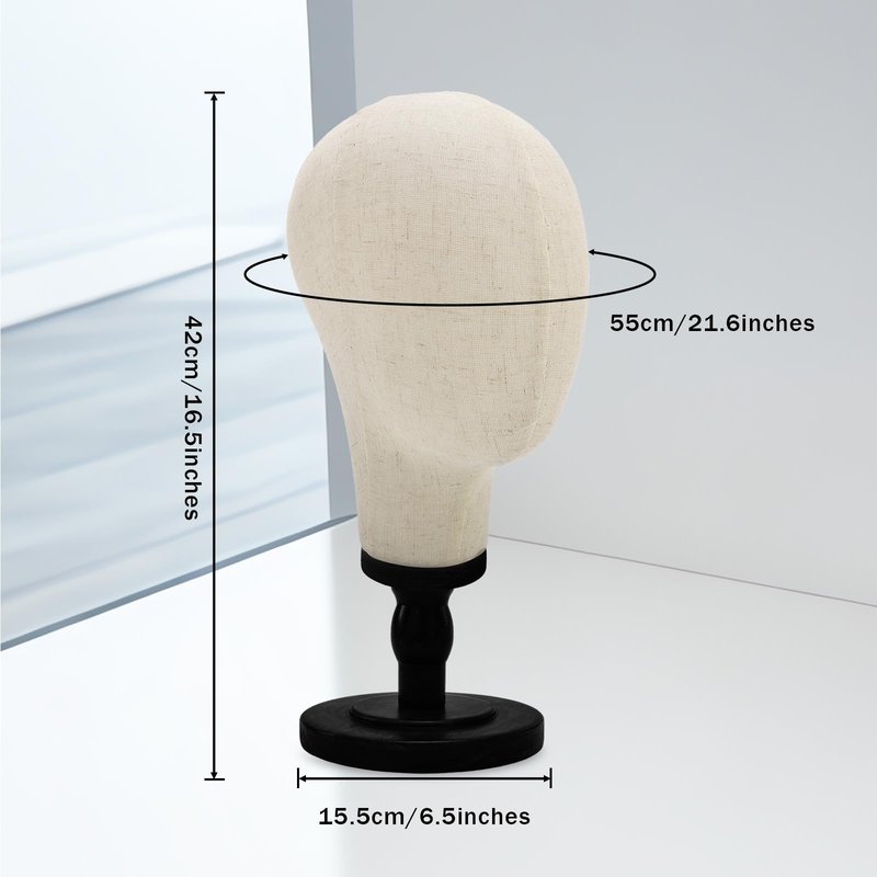 Pet Baby Wig Stand,22inch Mannequin Head with Detachable Wood Base,Canvas Head Holder for Hair Styling Jewelry Glasses Headband Display, Wig Stand for Wigs,Hats, Caps, Headdress,Black
