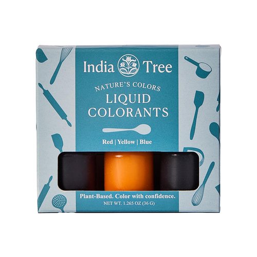 India Tree Nature’s Colors Natural Liquid Food Coloring Set - Plant-Based, Allergen-Free, 3 Bottles (Red, Yellow, Blue) 1.265 oz