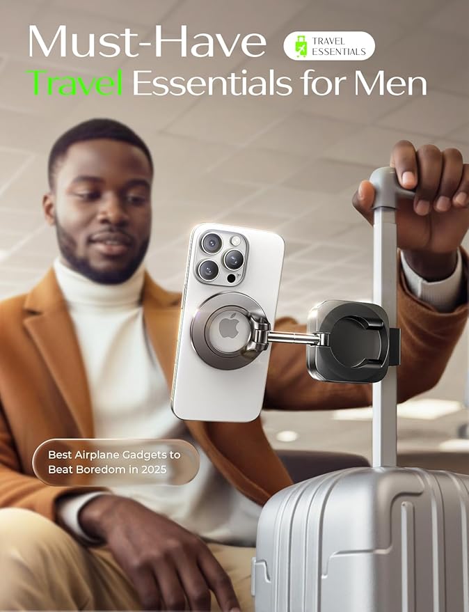 LISEN Airplane Travel Essentials for Women Men Magnetic Phone Holder for Desk Phone Mount Vacation Essentials 2026 MagSafe Travel Size Accessories Flying Long Flight Airplane Gadgets Gifts for Men