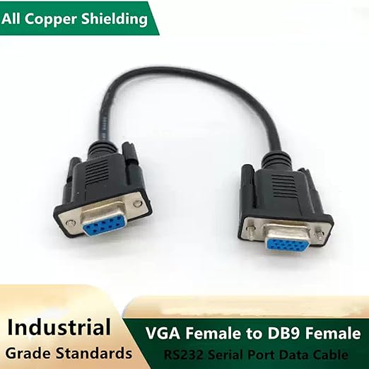GXMRHWY DB9 Female to VGA Female 15Pin Three-Row Signal Transmission Cable, VGA to DB9 Serial RS232 Data Cable for Mutual Transmission of Signals Between 9Pin Video Devices and Computers 50CM