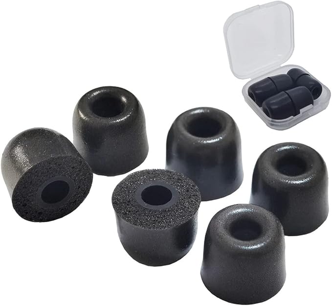 Memory Foam Ear Tips Universal 5 to 7mm Nozzles, 3 Pairs M Size, Replacement Earbud Tips for PowerBeats Pro, Beats Flex, JayBird X4 X3 X2, Noise Isolation & Secure Fit
