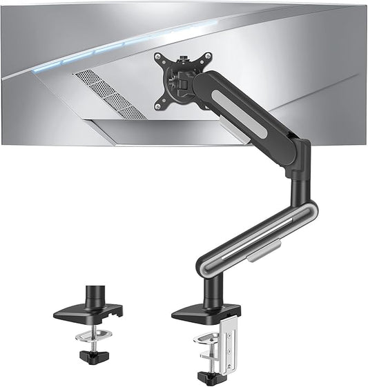 MOUNTUP Single Monitor Desk Mount for 4.4-26.5lbs, Heavy Duty Monitor Arm for 40 39 37 34 32 27inch, Full-Motion Monitors Stand, Height Adjustable Monitors Arm with C-Clamp＆Grommet Base