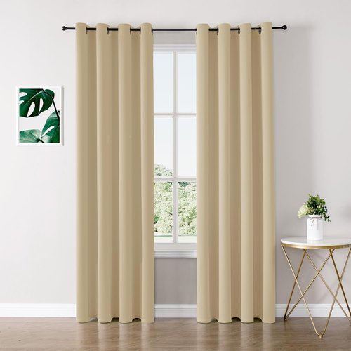 ChrisDowa Blackout Curtains - 120-Inch Thermal Insulated Grommet Panels for Bedroom & Living Room | Biscotti Beige, 2 Panels Set