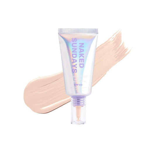 Naked Sundays BeautyScreen Peptide Foundation Tint - SPF 50 Tinted Sunscreen & Skincare Makeup with Zinc Oxide, Niacinamide - Lightweight Natural Coverage, 1.5 Fair Cool, 1.01 Oz