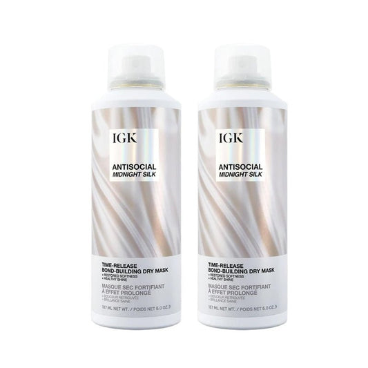 IGK Antisocial Dry Hair Mask | Leave-In Overnight Bond-Building Treatment for Dry Hair & Extensions | Hydrates, Repairs & Softens | Limited Edition Design | 5oz (Pack of 2)