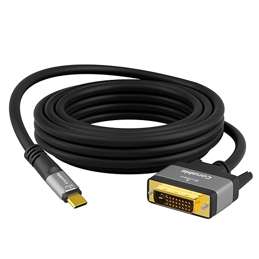 4K USB C to DVI Cable 4 FT, Uni-Directional from USB Type-C to DVI-D Adapter, (Thunderbolt 3/4) Compatible with iPhone 17/16/15 Series, MacBook Pro/Air, iPad Pro, iMac, Galaxy S24, XPS, Real 4K