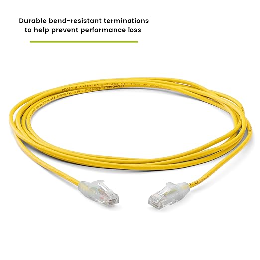 TRUECABLE Cat6 Component Rated Patch Cable, Unshielded (U/UTP), 10ft, Yellow, 28AWG Stranded Pure Copper, Snagless 10G High-Speed Ethernet Cable, PoE++ 4PPoE 100W, UL Listed, RoHS-3, 5 Pack