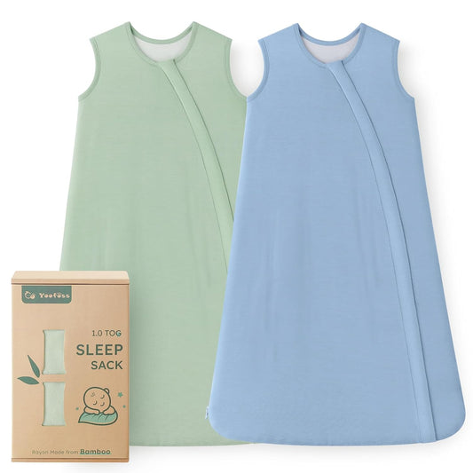 Yoofoss Baby Sleep Sack | Rayon Made from Bamboo | Super Soft 2-Way Zipper | 12-18 Months | Blue & Green