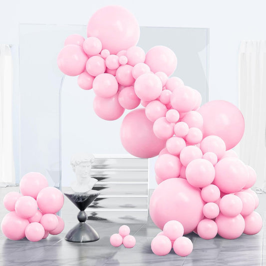 PartyWoo Baby Pink Balloons - 152-Piece Arch Kit with Various Sizes for Baby Shower & Birthday Decor