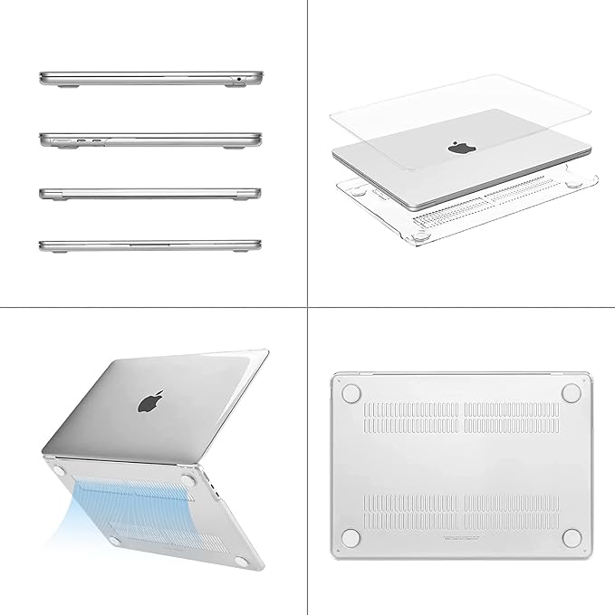 MOSISO Compatible with MacBook Air 13 inch Case M5 2026 M4 2025 M3 M2 2024-2022 A3449 A3240 A3113 A2681, Hard Shell&Keyboard Cover&Screen Film&Type C for MacBook Air 13.6 inch Case, Crystal Clear