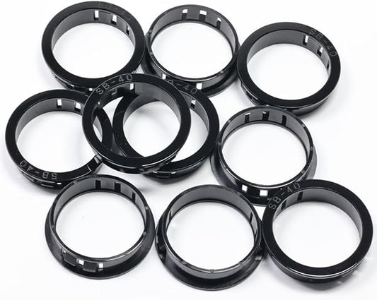 EASYEAH 1-9/16"(40mm) Black Snap-in Knockout Insulating Bushing Grommets, Plastic Cable Hole Grommet for Wiring, Round Nylon Snap in Locking Electrical Wire Cord Hose, Tubing Bushings Grommets, 10pcs