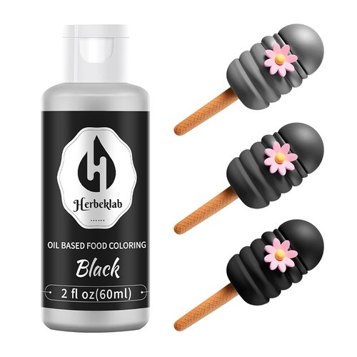 Black Oil-Based Food Coloring - 2 Fl Oz Professional Grade Concentrated Dye for Chocolate & Baking
